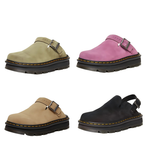 Image of Fashion Thick-Sole Slide Sandals -Suede Slip-On Mules Women