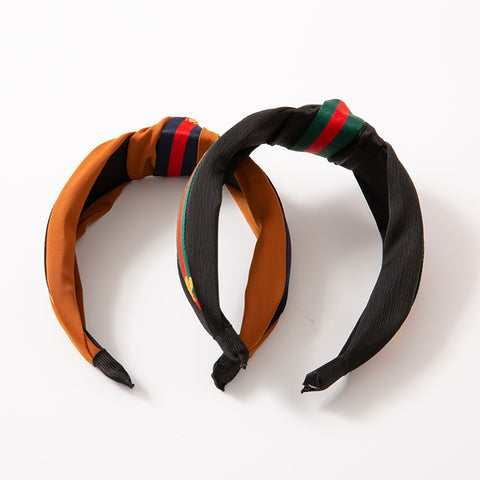 Image of 5PCS/LOT Women Ribbon Striped Headband Wide Knotted Hairband Women Hair Accessories Bee