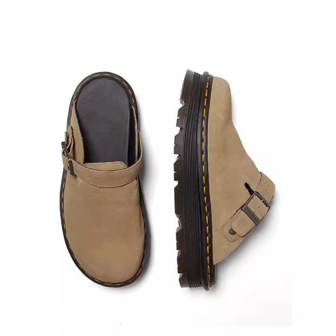 Image of Fashion Thick-Sole Slide Sandals -Suede Slip-On Mules Women
