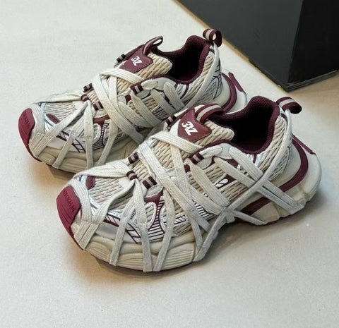 Image of Strap Chunky Sneakers for Women Flat Breathable Distressed Running Shoes