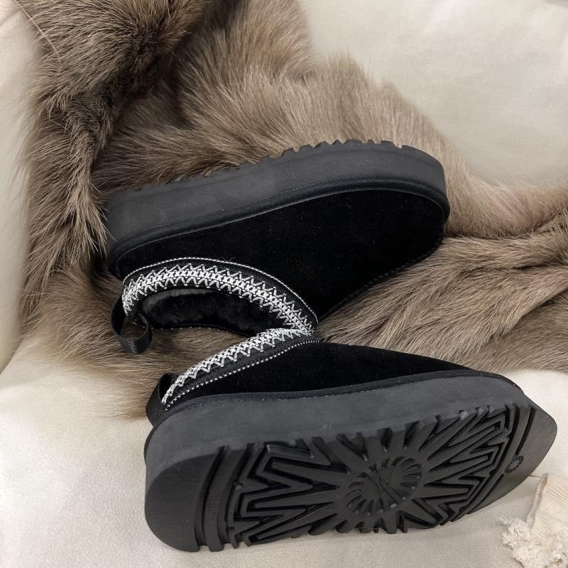 Slip-on Furry Womens Shoes Genuine Suede Platform Womens Slippers