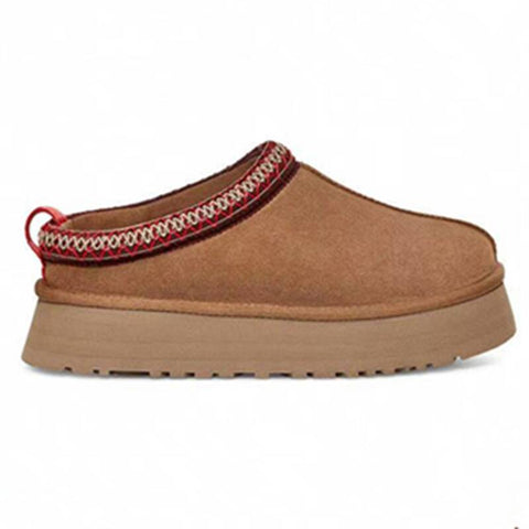 Image of Slip-on Furry Womens Shoes Genuine Suede Platform Womens Slippers