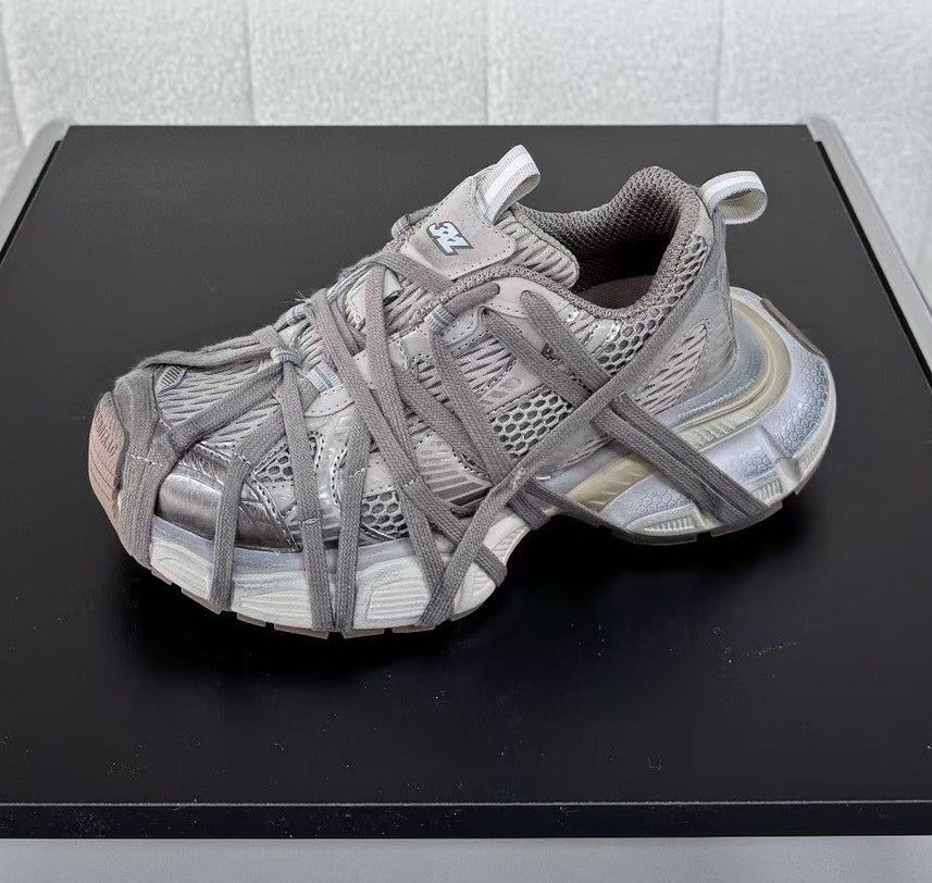 Strap Chunky Sneakers for Women Flat Breathable Distressed Running Shoes