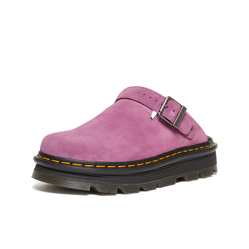 Fashion Thick-Sole Slide Sandals -Suede Slip-On Mules Women