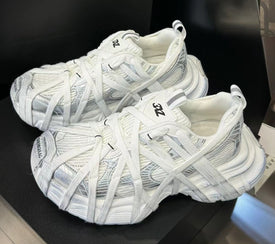 Strap Chunky Sneakers for Women Flat Breathable Distressed Running Shoes