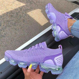 2021 Purple Sneakers Women Casual Shoes Mesh Air-Cushion Flat Anti-Slip Trainer Female Sport Running Shoes