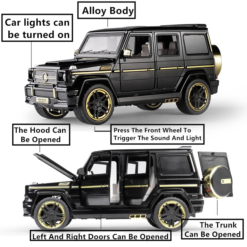 1:24 Mercedes-Benz Babs G65 Modified Off-road Vehicle SUV Simulation Sound And Light Car Model Collection Gift Pull-back Vehicle