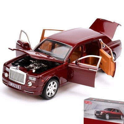 Image of 1/24 Scale Rolls Royce DieCasts Luxury Car Model Collection 6 Openable Doors (Red/Black)