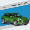 1:24 Porsche Macan Green Car Alloy Car Model Simulation Car Decoration Collection Gift Toy Die Casting Model
